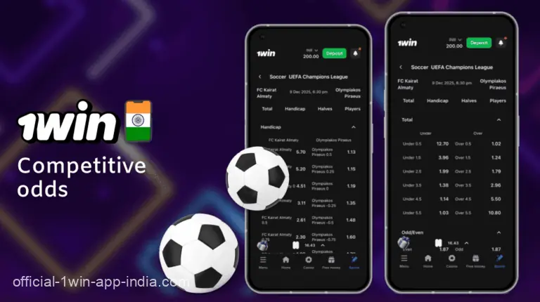 Competitive betting odds in the 1win India mobile app
